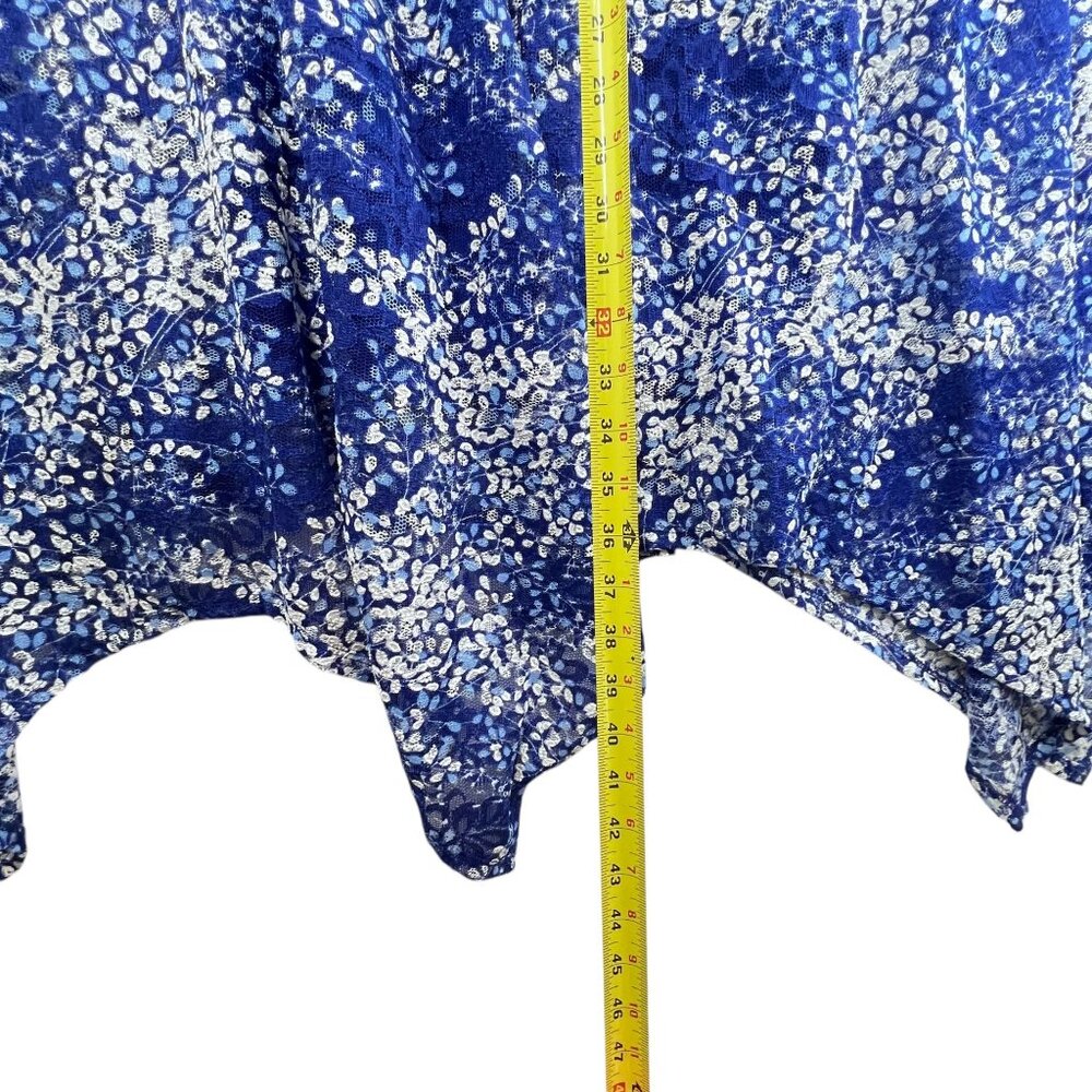RN Studio Ronni Nicole Dress Blue Handkerchief Hem Flowy Lace Overlay Lined 16 - Picture 12 of 13